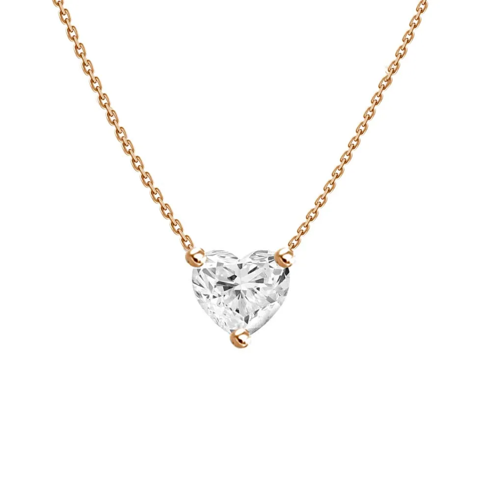 0.5ct Floating Diamond Solitaire Heart Necklace