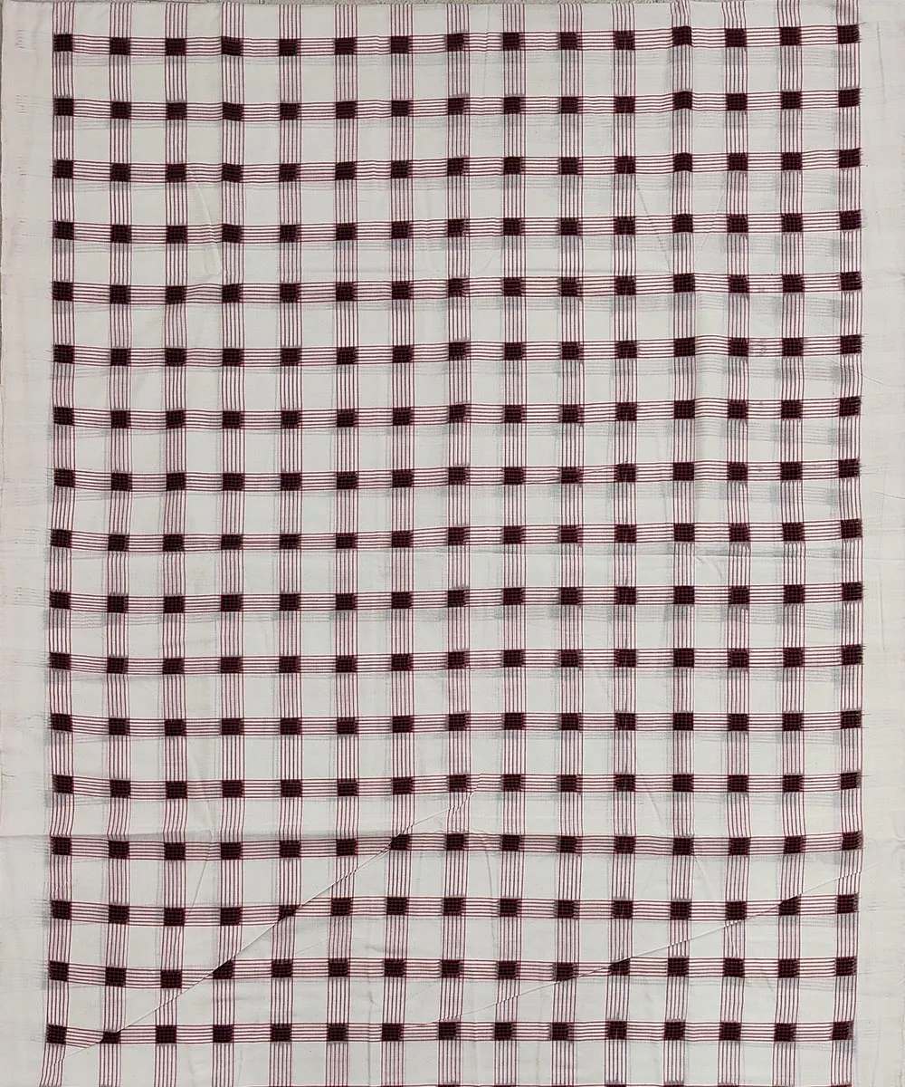 2.5 m Offwhite check handwoven cotton sambalpuri kurta material