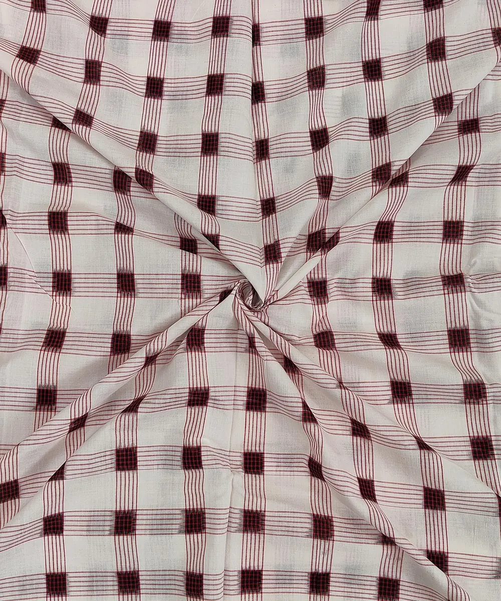 2.5 m Offwhite check handwoven cotton sambalpuri kurta material