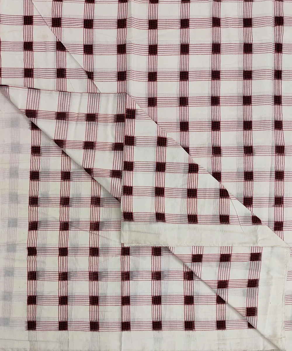 2.5 m Offwhite check handwoven cotton sambalpuri kurta material