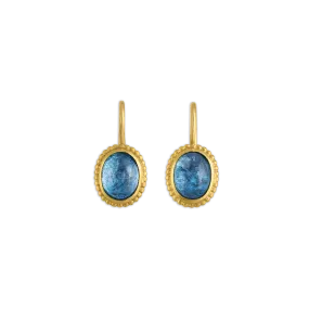 Aquamarine Granulated Hook Earrings