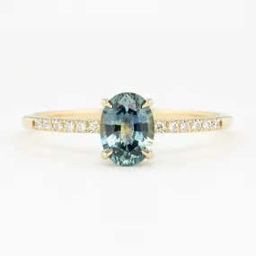 Audrey Ring 0.97ct Light Blue Green Oval Montana Sapphire (One of a kind)