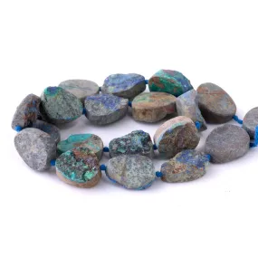 Azurite Malachite 10-16mm Freeform Oval - 15-16 Inch