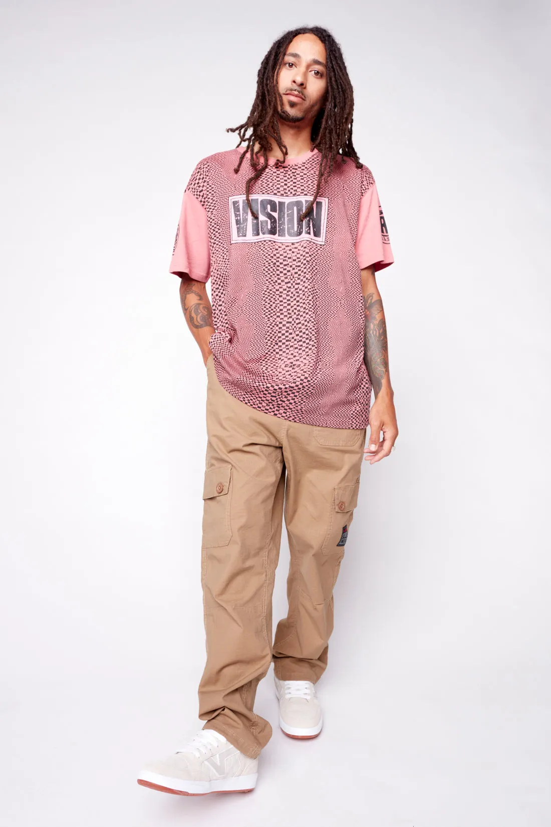 Broken Check T-Shirt - Dusty Rose