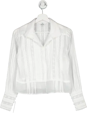 Brora White The Organic Cotton Pintuck Shirt UK 6