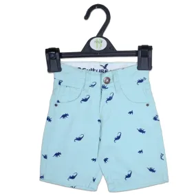 C1717 RCUL Dino Printed 5-Pockets S.Blue Cotton Shorts