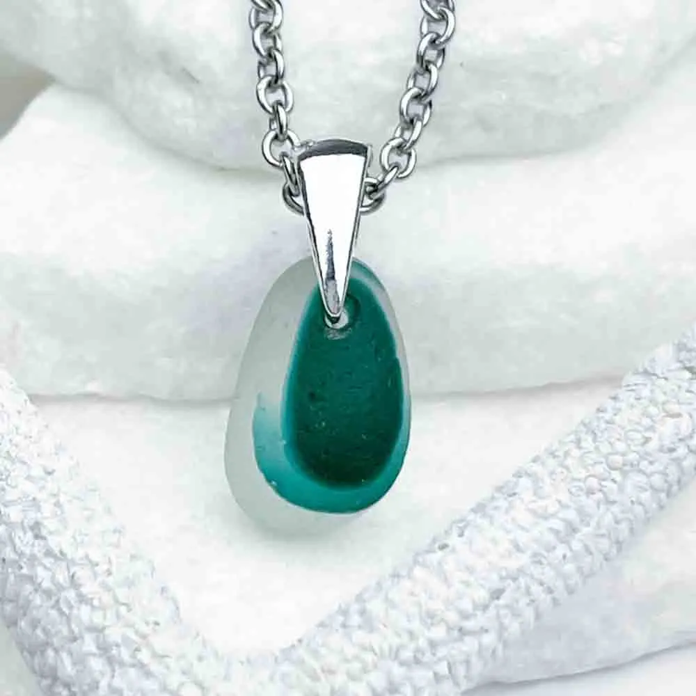 Captivating Green English Multi Sea Glass Pendant | #5146