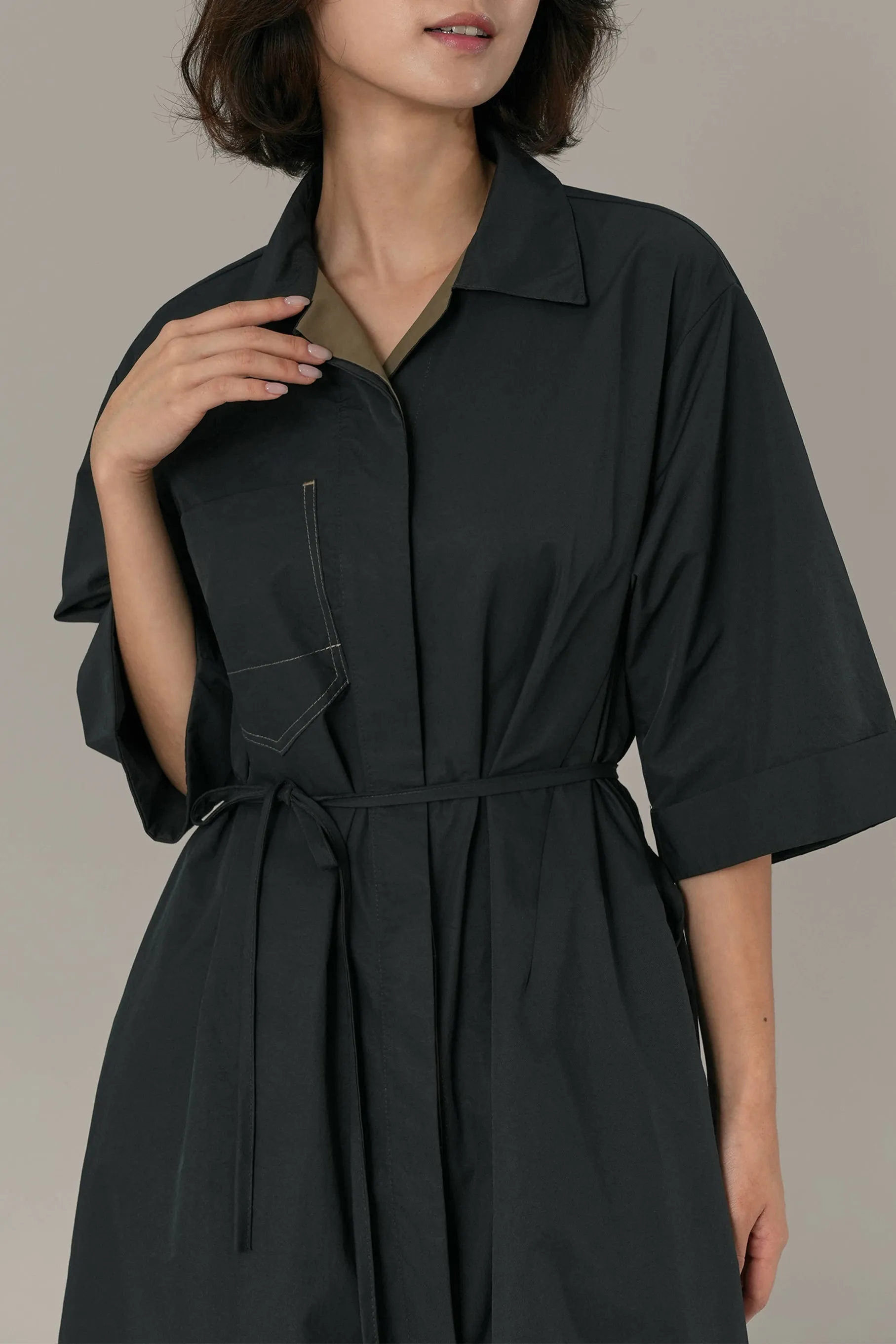 Carlene Midi Pocket Dress, Charcoal