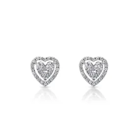 Charlie 0.76 Carat Round Brilliant Heart Diamond Stud Earrings in 14k White Gold