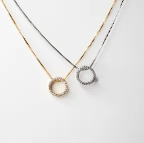 Chiara Pavé Circle Pendant Necklace