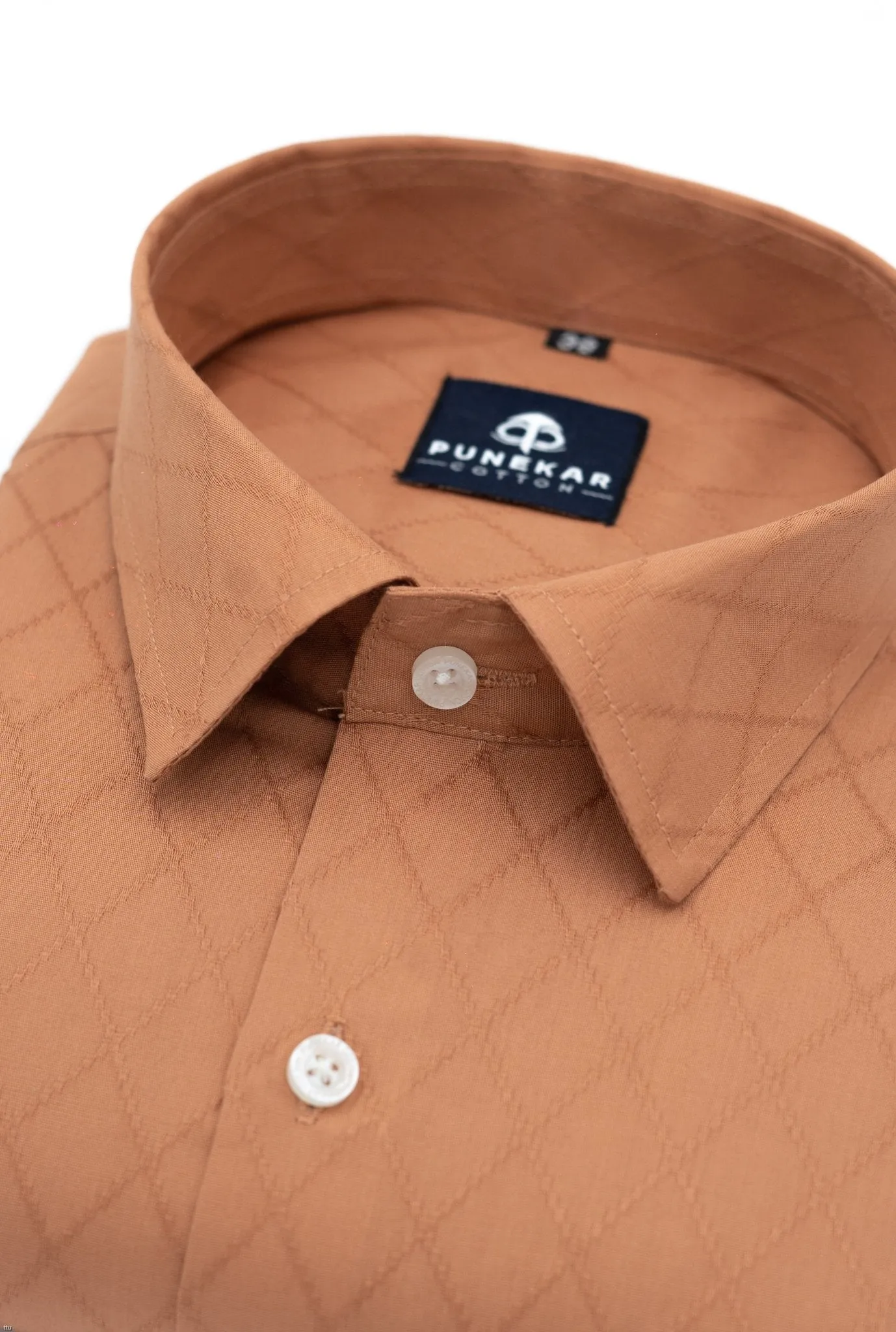 Copper Color Embroidery Cotton Shirt For Men