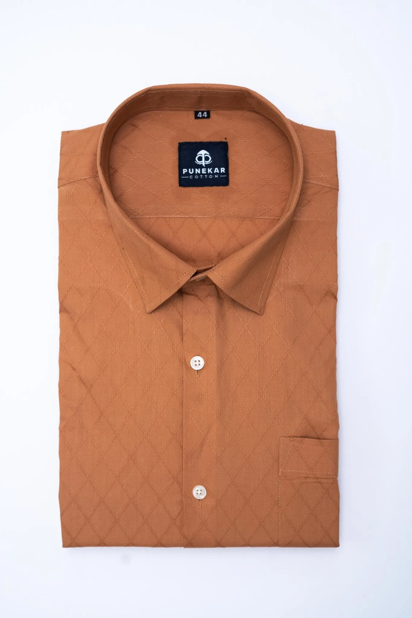 Copper Color Embroidery Cotton Shirt For Men