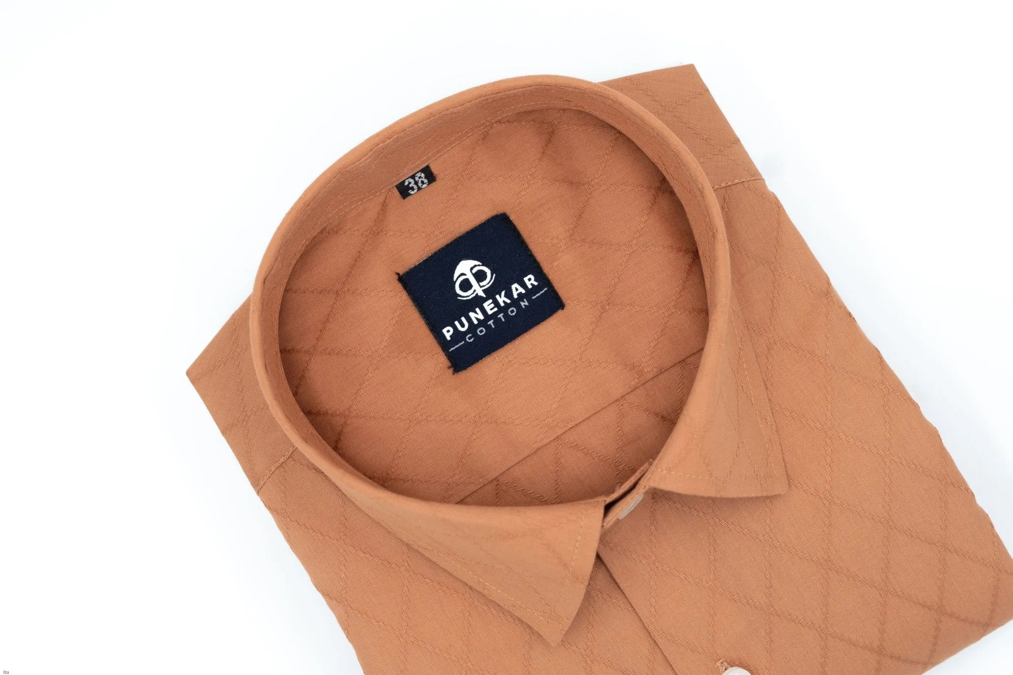 Copper Color Embroidery Cotton Shirt For Men