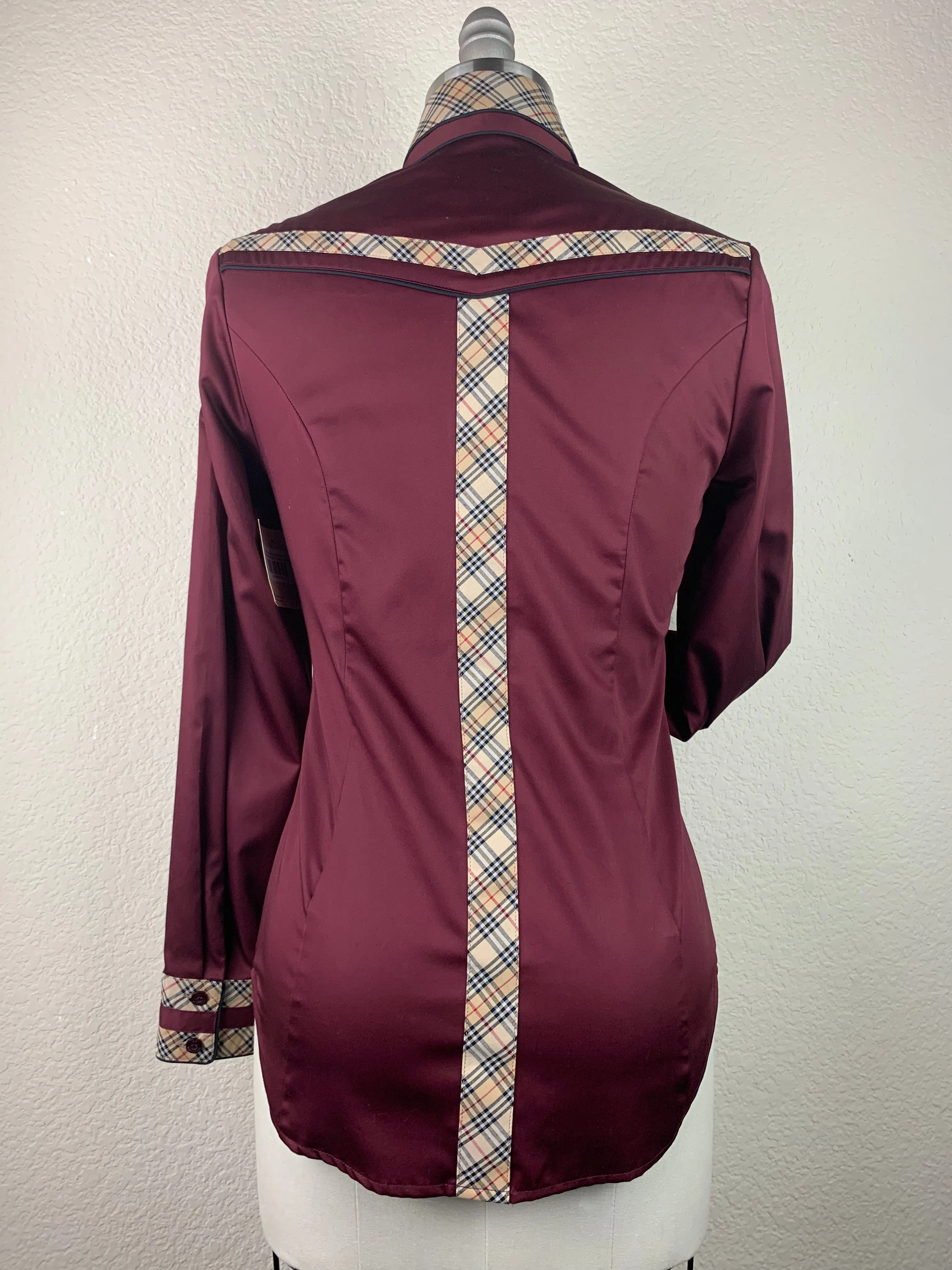 CR Statement Dark Wine Cotton Sateen with Tan Plaid