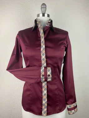 CR Statement Dark Wine Cotton Sateen with Tan Plaid