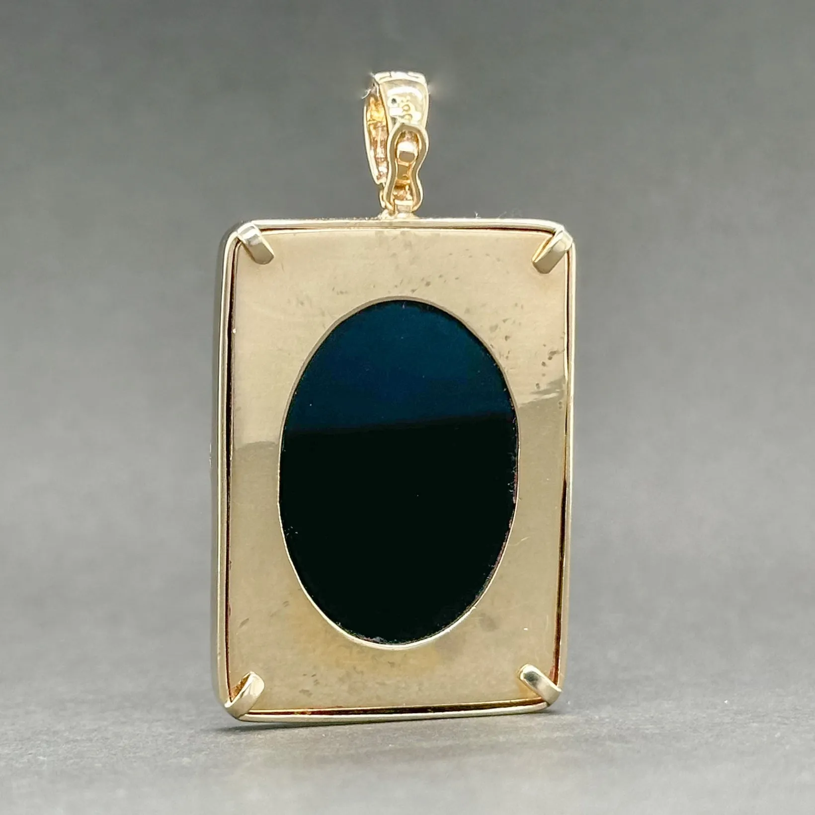 Estate 14K Y Gold Onyx, Opal & 0.08ctw H-I/SI1-2 Diamond Cameo Pendant