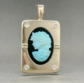 Estate 14K Y Gold Onyx, Opal & 0.08ctw H-I/SI1-2 Diamond Cameo Pendant