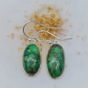 Green Mojave Desert Turquoise oval drop Stone earrings