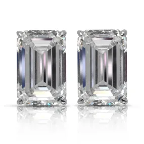 HEPBURN 23 CARAT EMERALD CUT DIAMOND STUD EARRINGS 18K WHITE GOLD GIA CERTIFIED F COLOR VVS1 CLARITY BY MIKE NEKTA