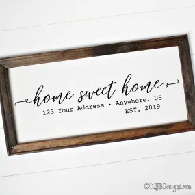 HOME SWEET HOME Framed Canvas Sign - Custom Canvas Sign - Personalized Home Sign