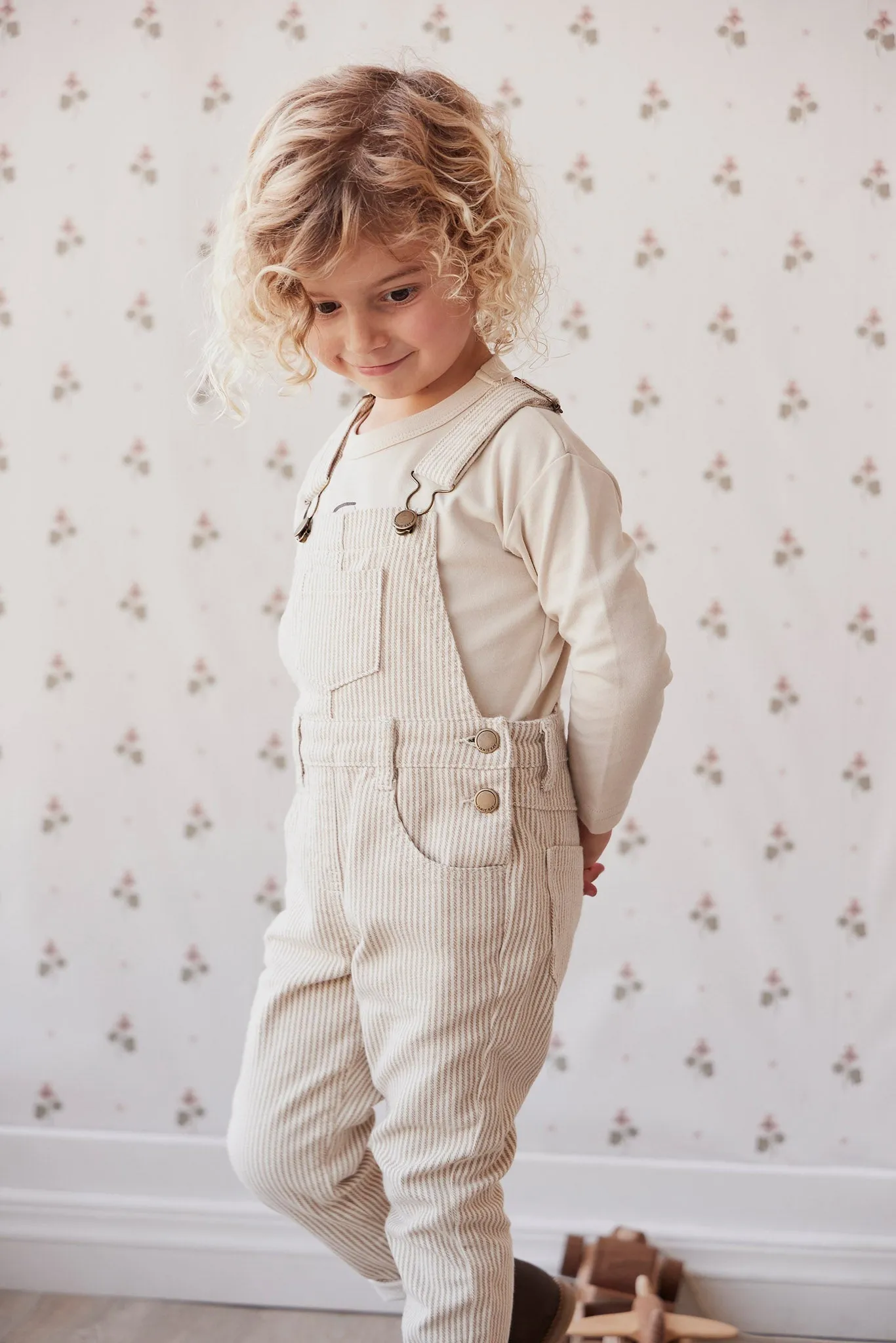 Jordie Cotton Twill Overall - Balm/Cloud Stripe