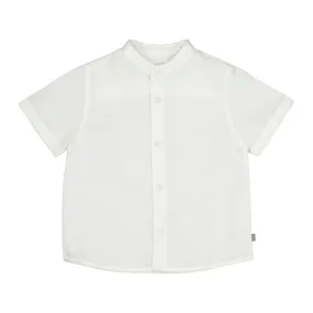 Mayoral Baby Short Sleeve Linen Mandarin Collar Dress Shirt_ 1113-88