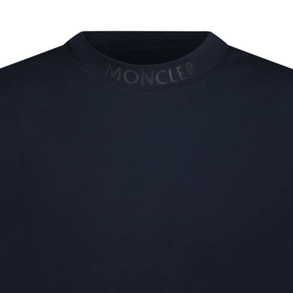 MONCLER LOGO PRINT COTTON JERSEY T-SHIRT NAVY BLUE