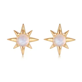 Moonstone Gold Star Stud Earrings