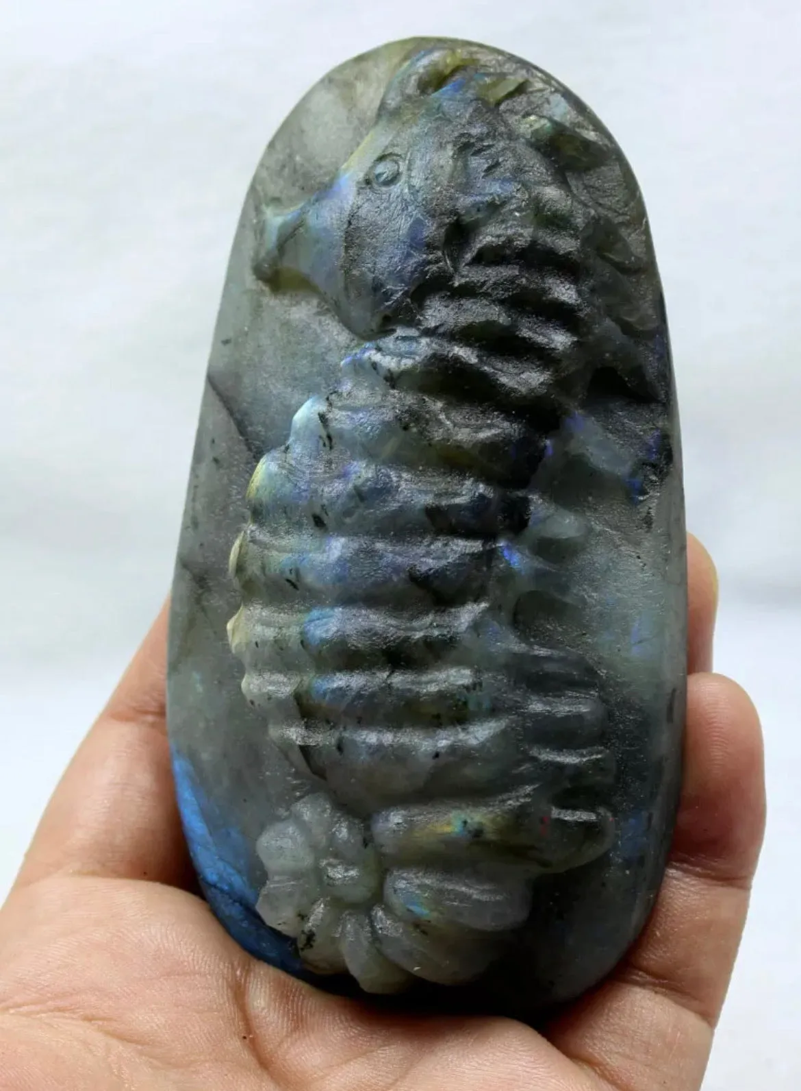 Natural labradorite seahorse