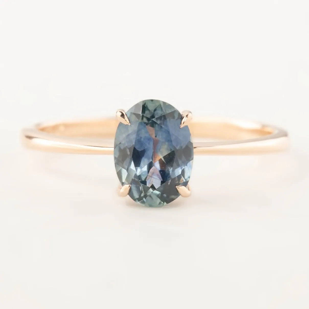 Nina Ring -1.22ct Teal Blue Montana Sapphire, 14k Rose Gold (One of a kind)