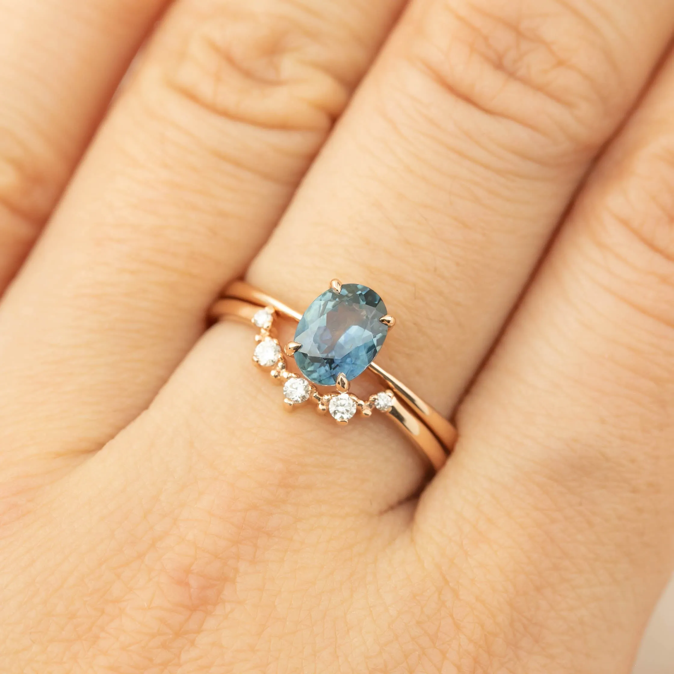 Nina Ring -1.22ct Teal Blue Montana Sapphire, 14k Rose Gold (One of a kind)