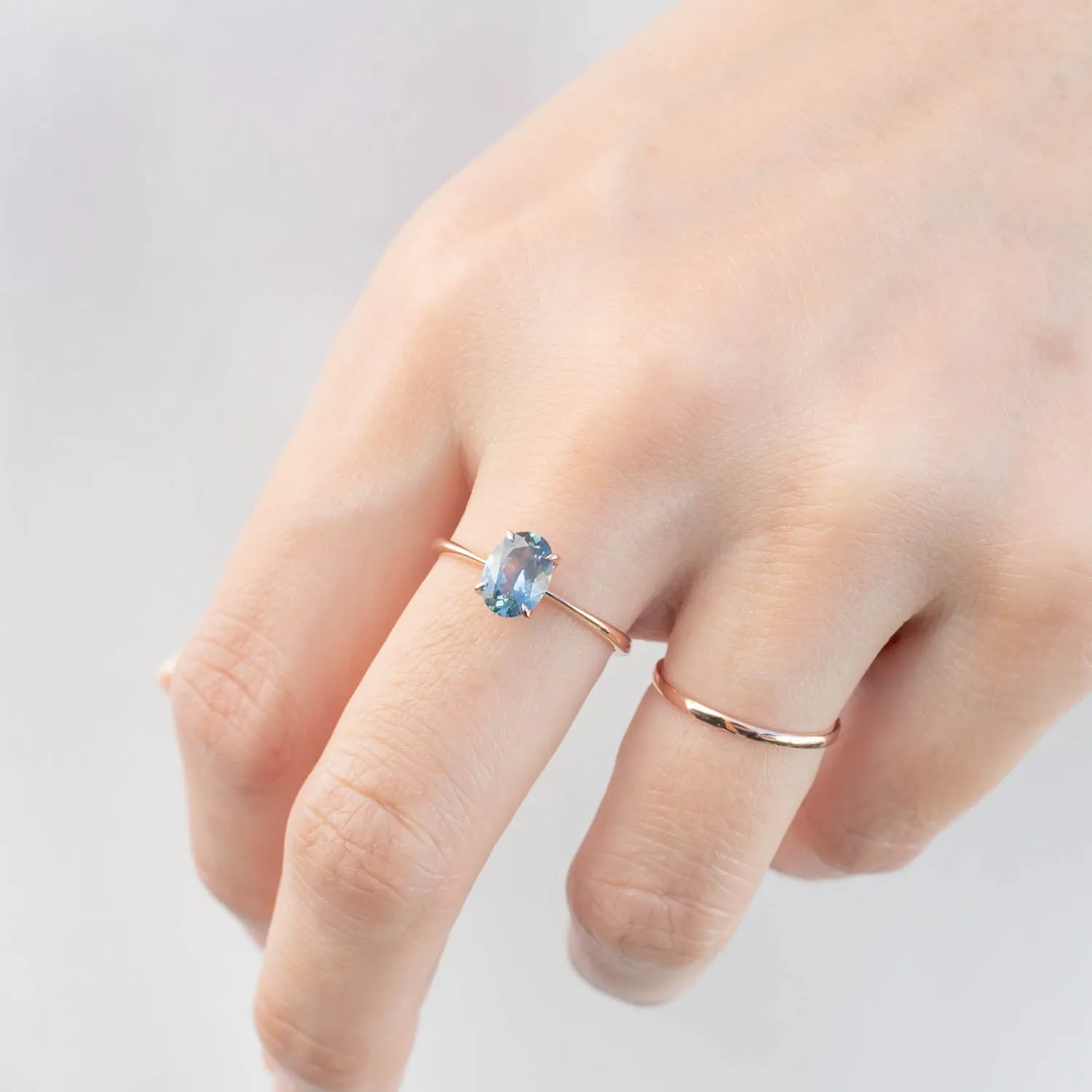 Nina Ring -1.22ct Teal Blue Montana Sapphire, 14k Rose Gold (One of a kind)