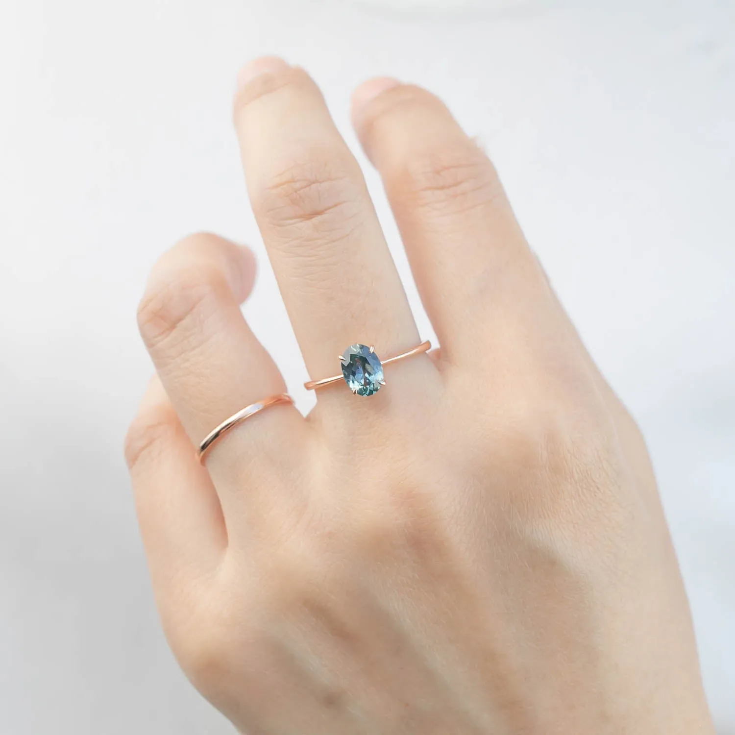 Nina Ring -1.22ct Teal Blue Montana Sapphire, 14k Rose Gold (One of a kind)