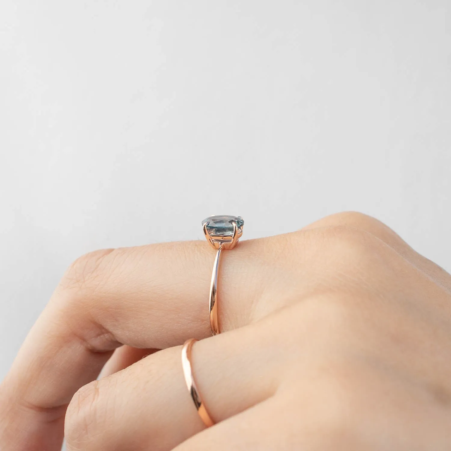 Nina Ring -1.22ct Teal Blue Montana Sapphire, 14k Rose Gold (One of a kind)