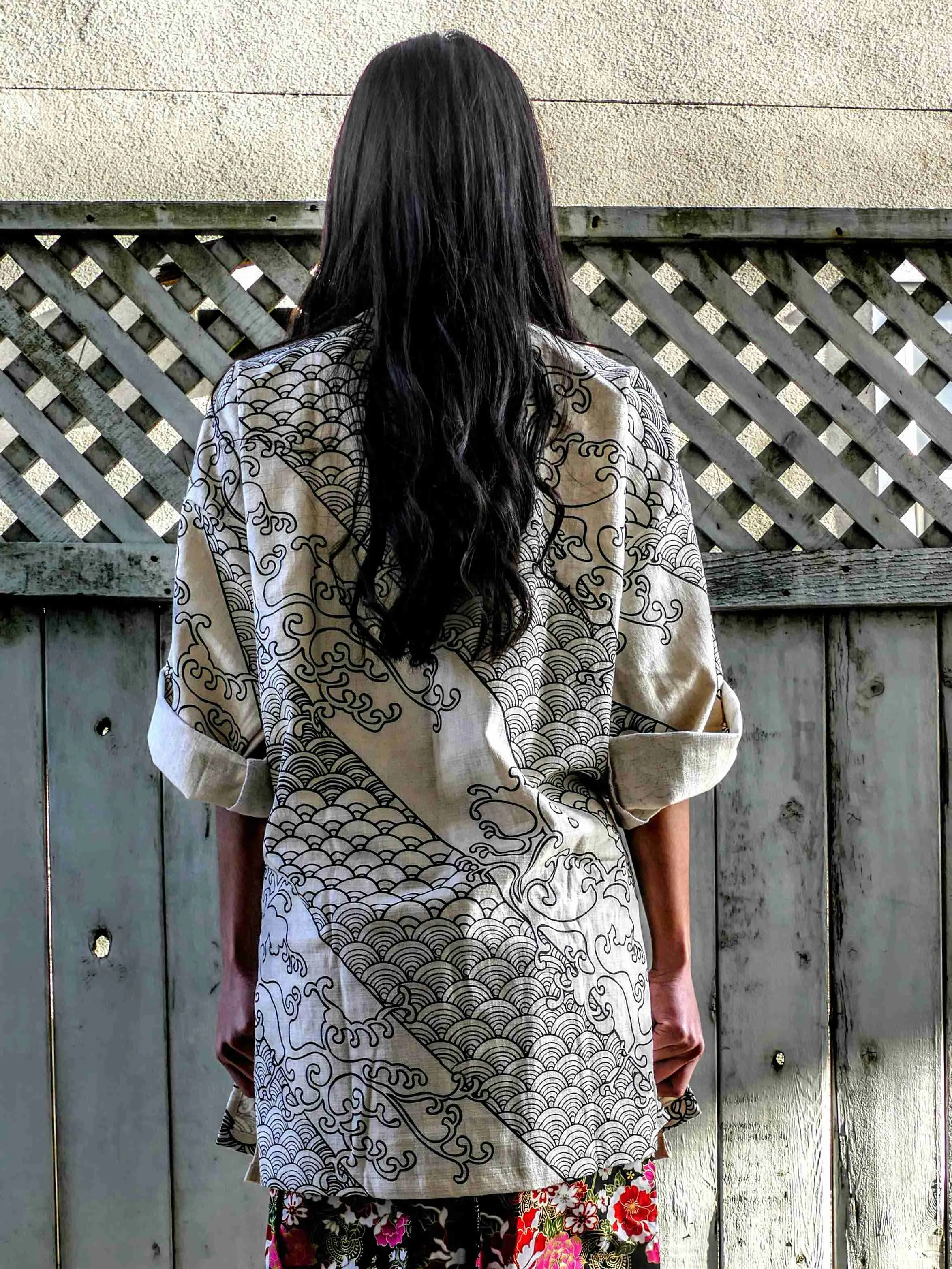 Noragi Kimono Special - White Two Waves