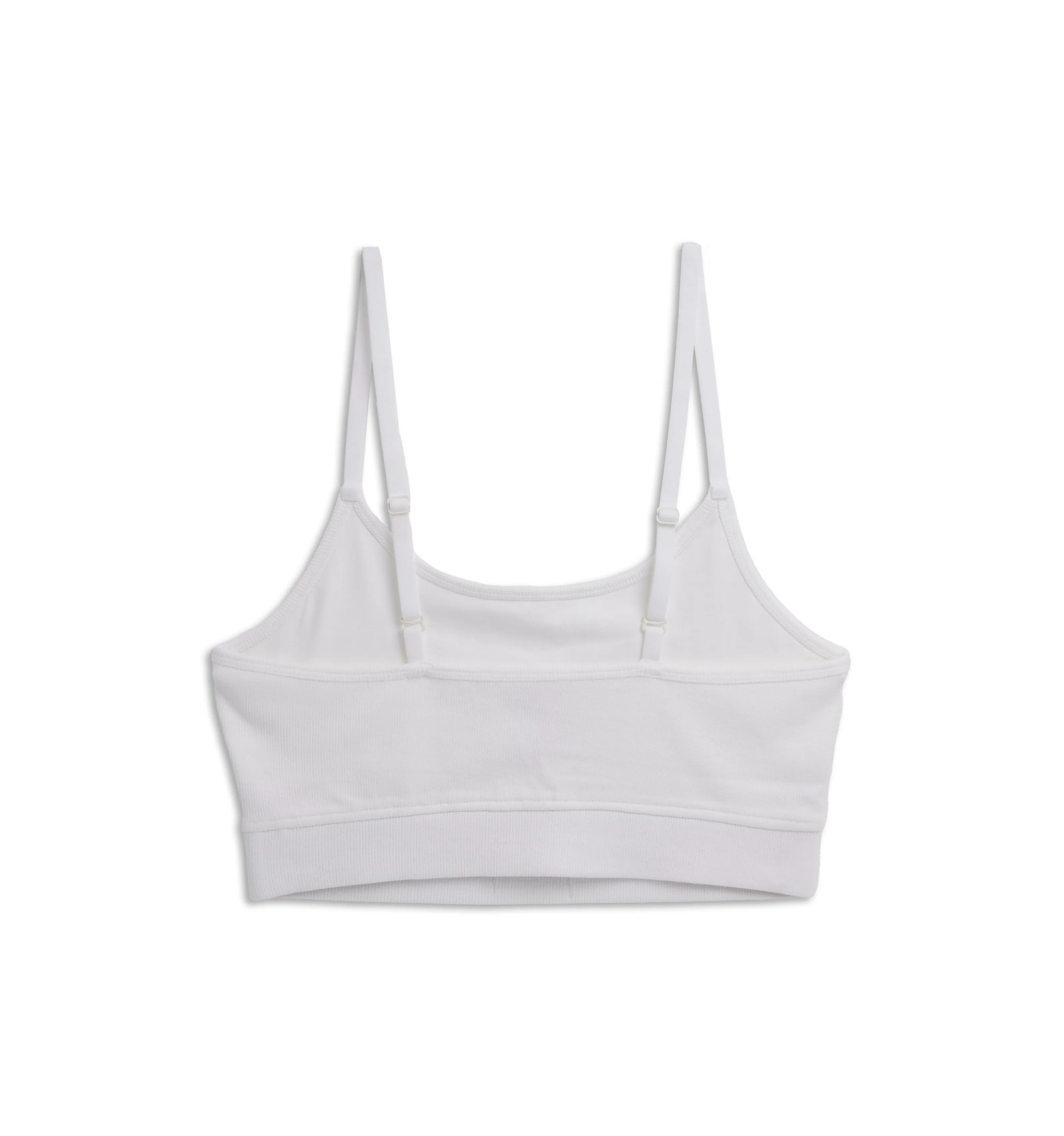 Organic Cotton Rib Low Cut Soft Bra - White