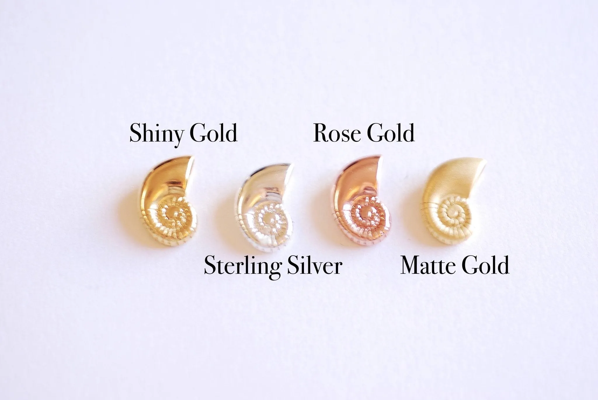 Pink Rose Wholesale Gold Sea Snail Swirl Shell Charm Pendant- Vermeil 22k Rose Gold Plated Ocean Beach Conch Seashell Charm, Crab Shell, Nautilus, 358