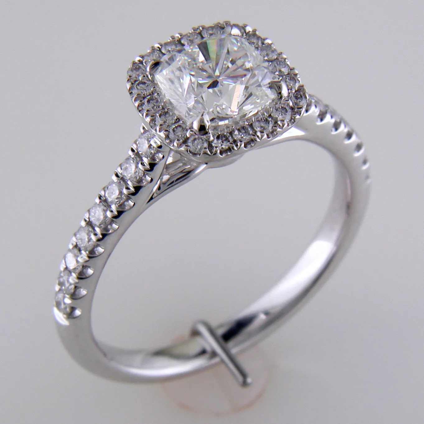 Point of Love Square Cushion Forevermark 1 Carat Diamond Halo Engagement Ring