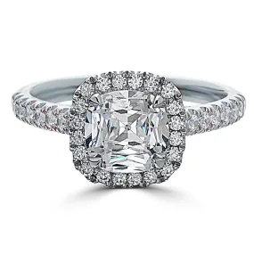 Point of Love Square Cushion Forevermark 1 Carat Diamond Halo Engagement Ring