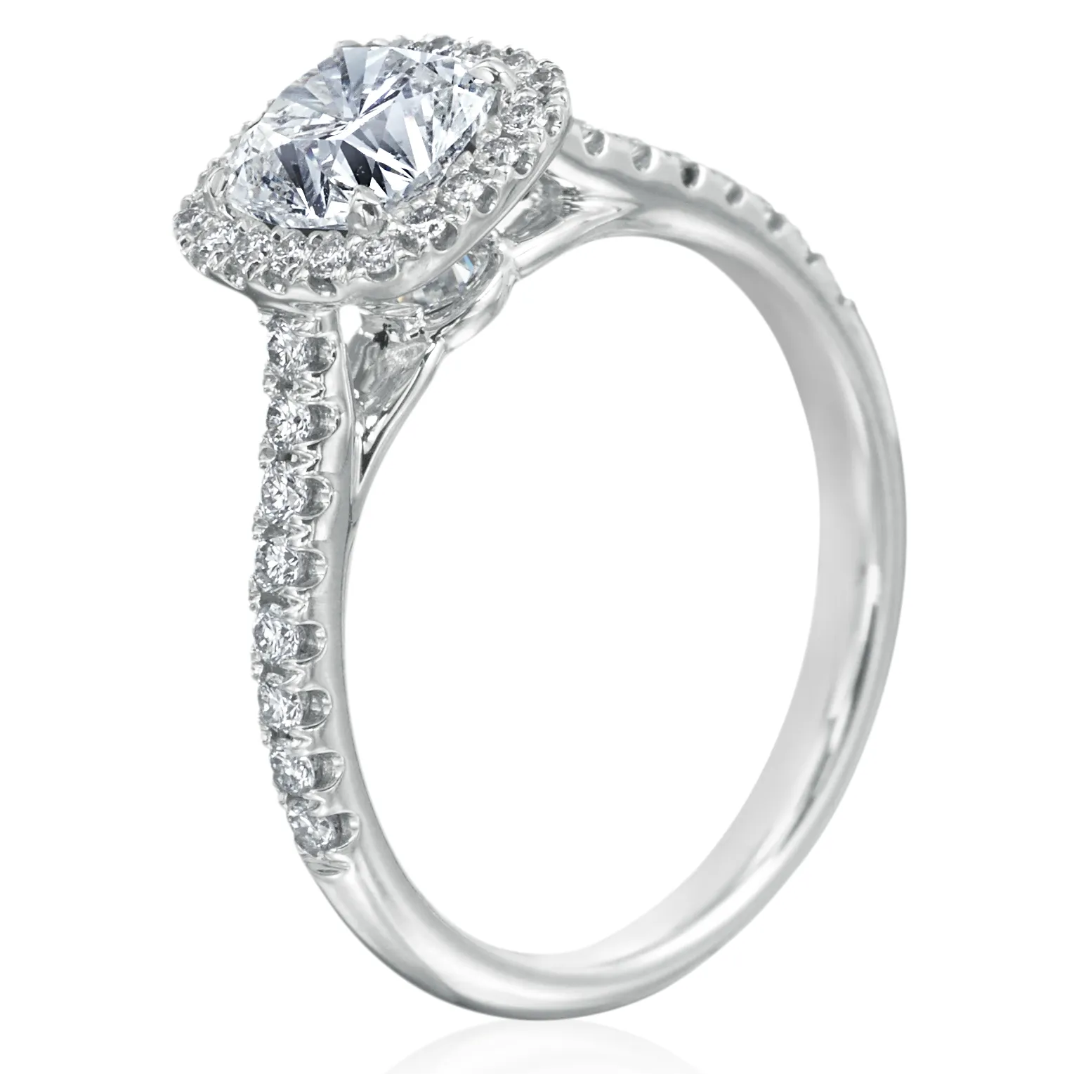 Point of Love Square Cushion Forevermark 1 Carat Diamond Halo Engagement Ring