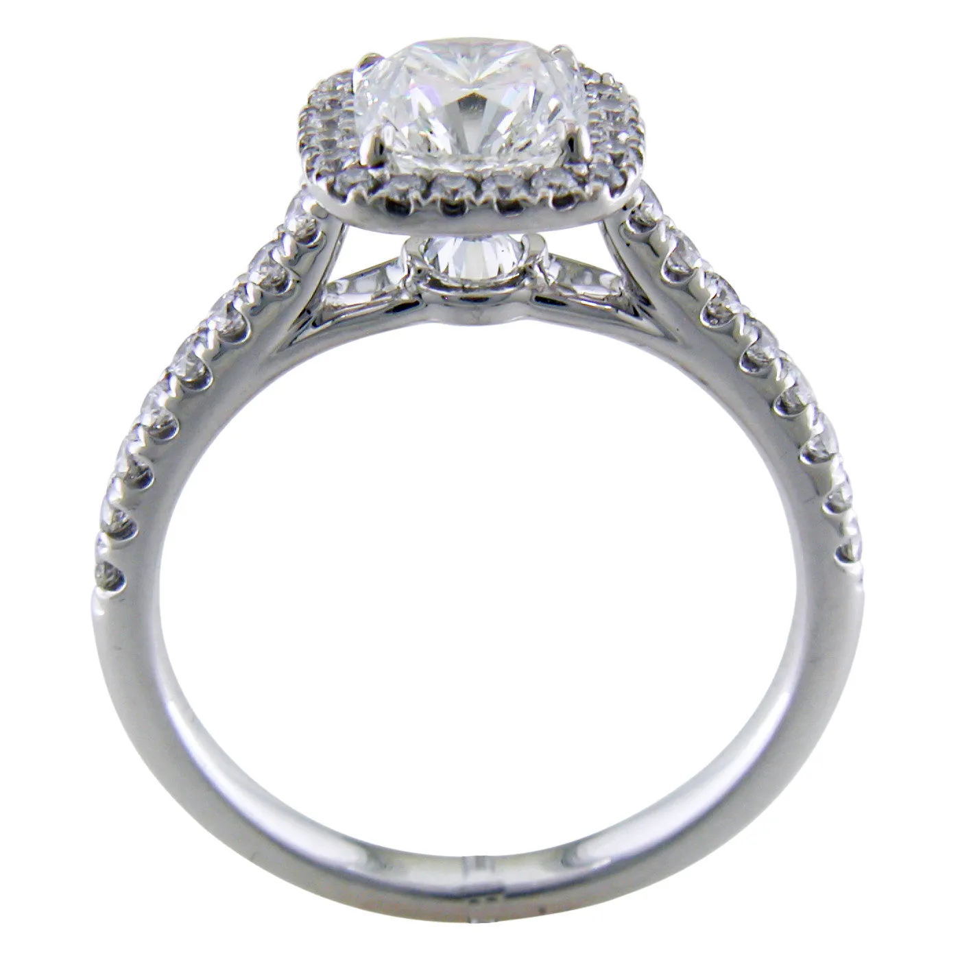 Point of Love Square Cushion Forevermark 1 Carat Diamond Halo Engagement Ring