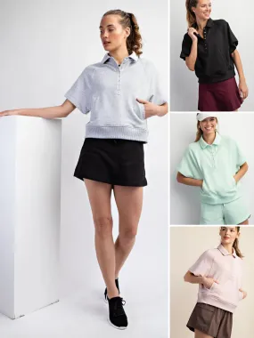 Rae Mode Collared Short Sleeve Top PREORDER - 4 Colors