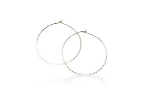 Silver Hammered Hoops 1 inch