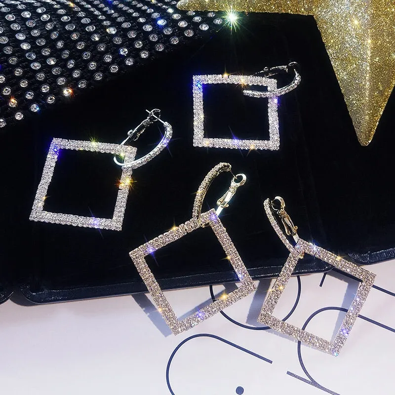 Square Rhinestone Earrings - LAST CHANCE / FINAL SALE