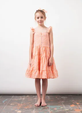 tocoto vintage Checker Print Girls Dress in Pink