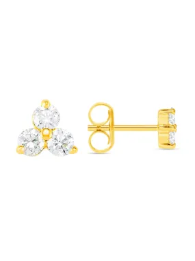 Trio Diamond Stud Earring 14K