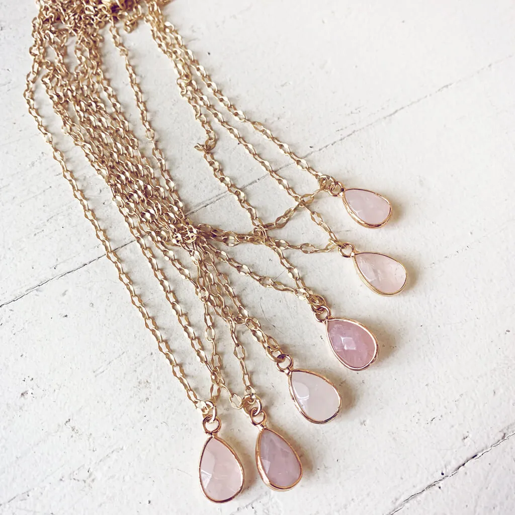 unity // opalite or rose quartz teardrop gemstone pendant necklace