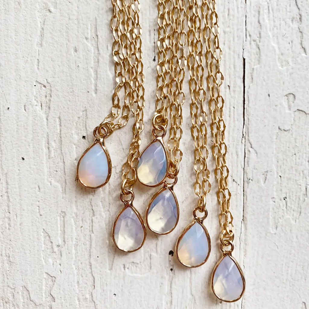 unity // opalite or rose quartz teardrop gemstone pendant necklace