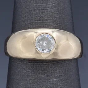 Vintage 0.43 Carat Round Diamond 14K Yellow Gold Solitaire Band Ring Size 6.75