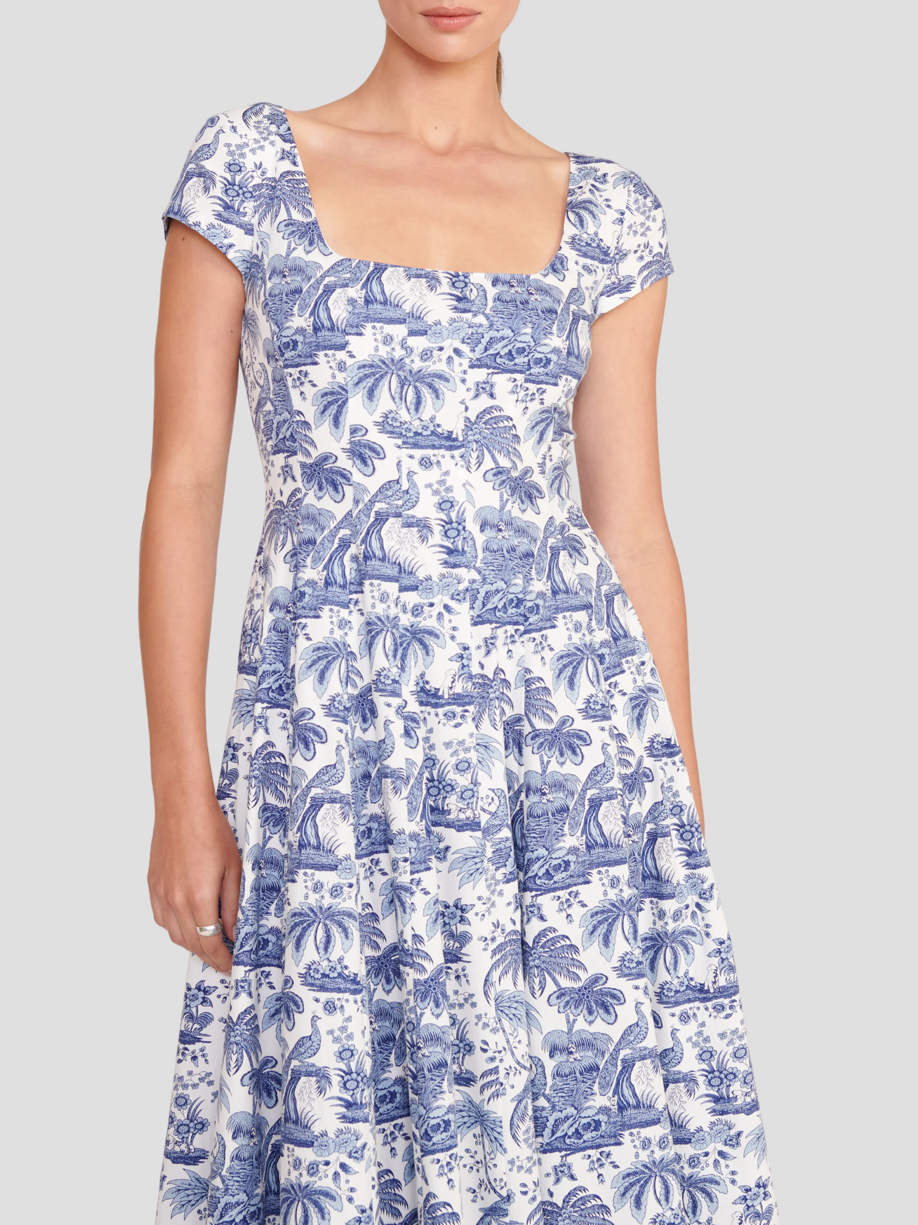 Wells Short-Sleeve Printed Midi Dress